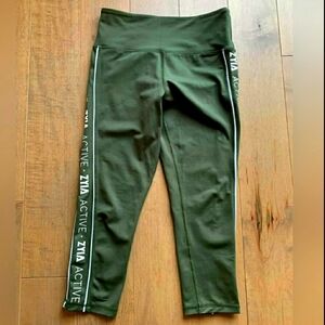 ZYIA Active Olive Green Leggings Side Logo Size 6-8